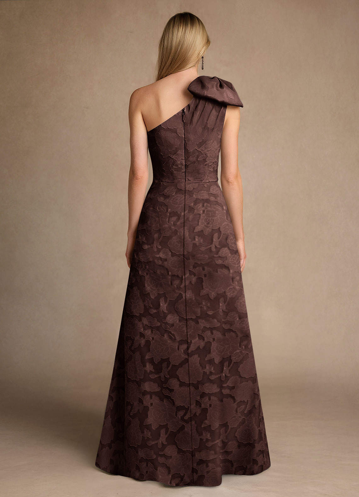 Easton A-Line One-Shoulder Jacquard Mother of the Bride Dress in Ganache