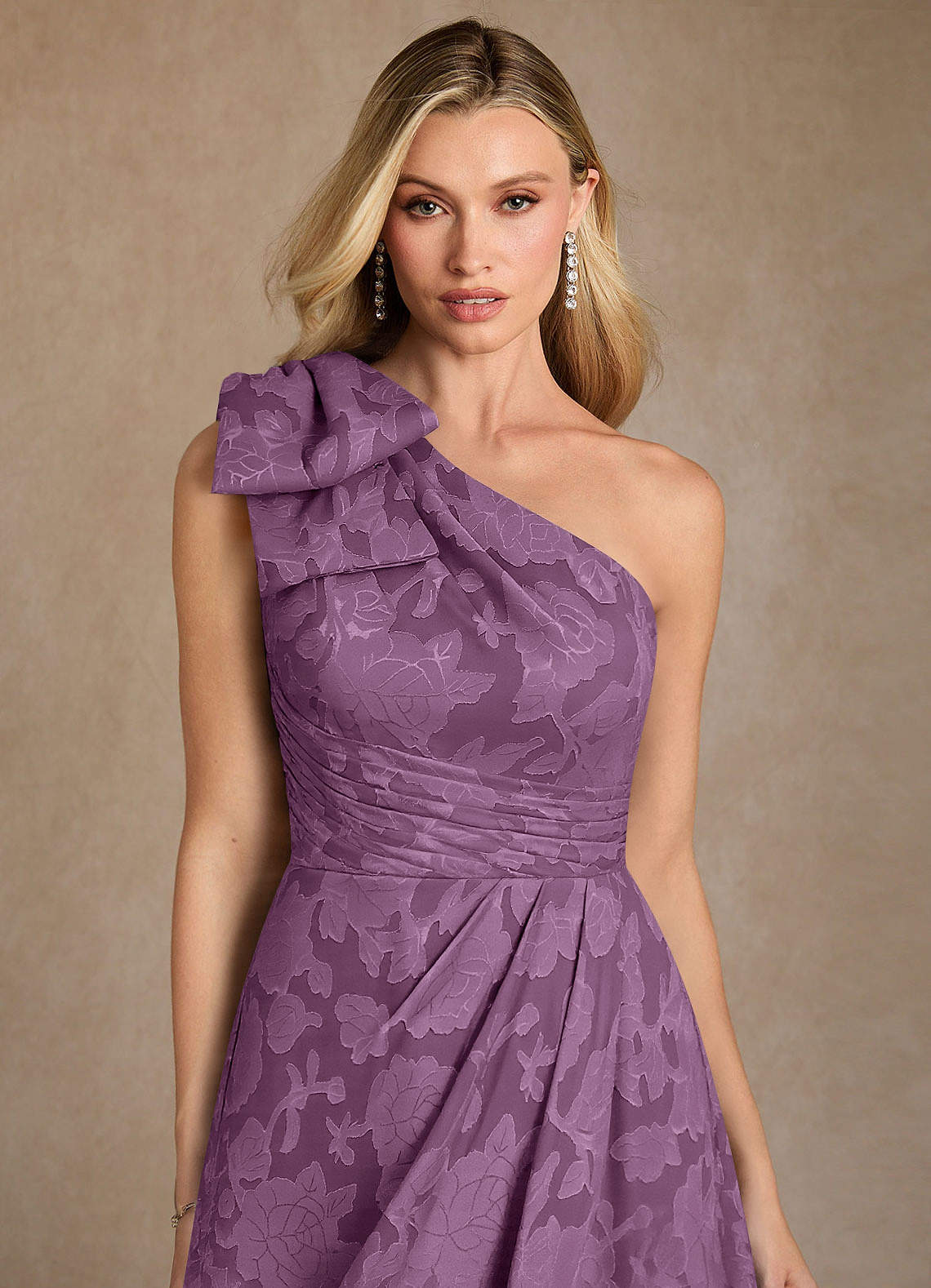 Easton A-Line One-Shoulder Jacquard Mother of the Bride Dress in Wisteria