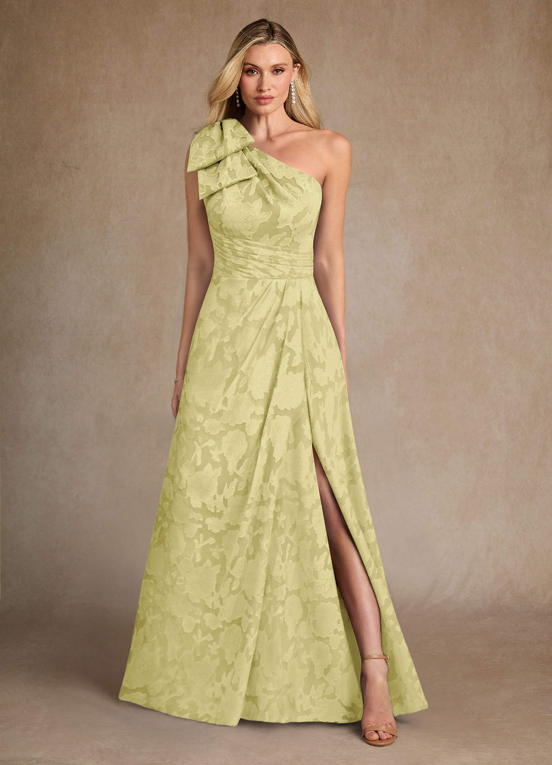 Easton A-Line One-Shoulder Jacquard Mother of the Bride Dress in Lemon Sorbet