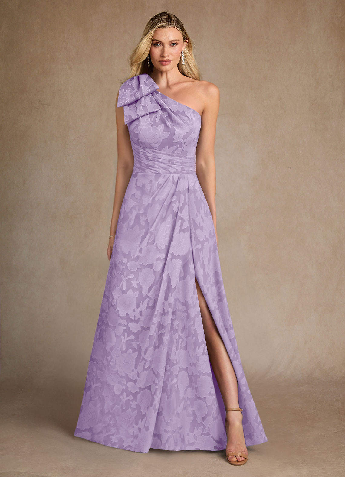 Easton A-Line One-Shoulder Jacquard Mother of the Bride Dress in Lilac