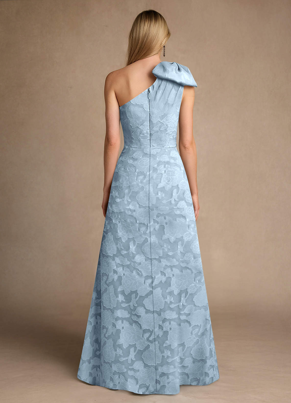Easton A-Line One-Shoulder Jacquard Mother of the Bride Dress in Sky Blue