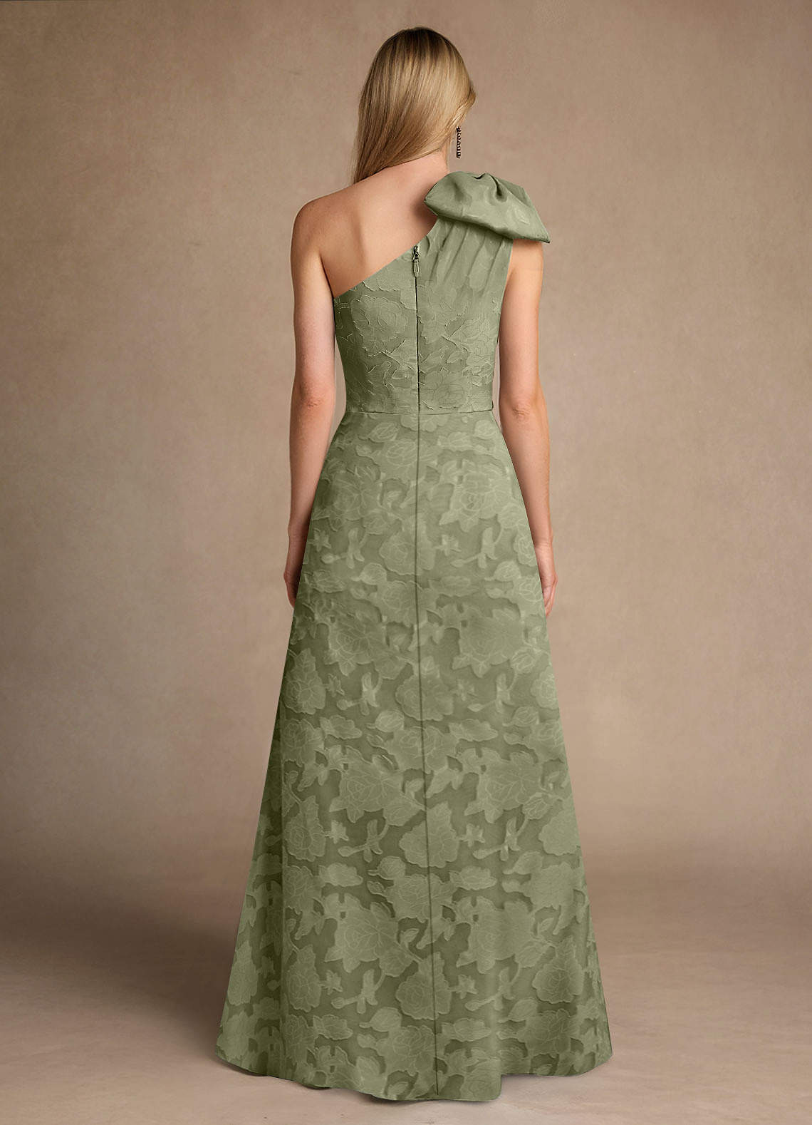 Easton A-Line One-Shoulder Jacquard Mother of the Bride Dress in Pistachio