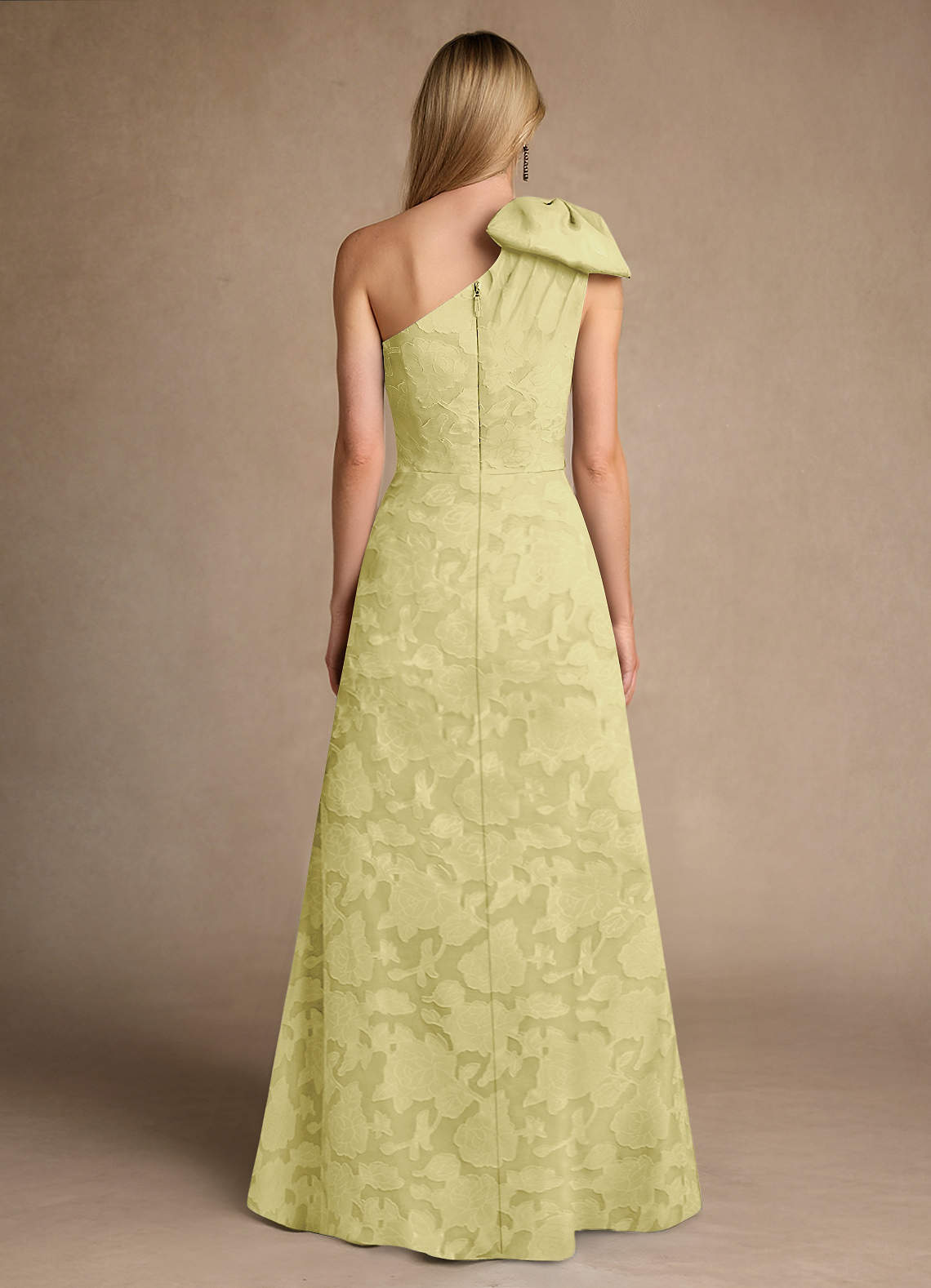 Easton A-Line One-Shoulder Jacquard Mother of the Bride Dress in Lemon Sorbet