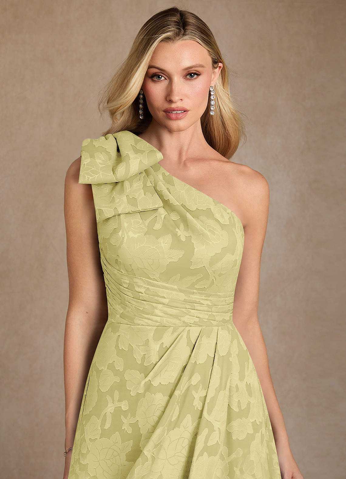 Easton A-Line One-Shoulder Jacquard Mother of the Bride Dress in Lemon Sorbet