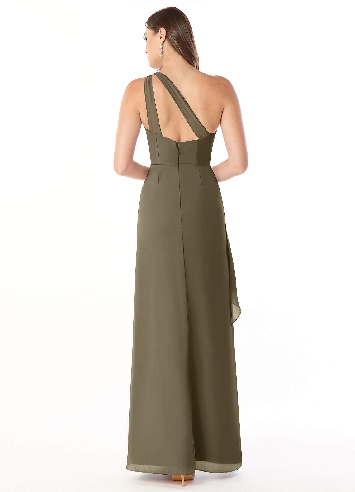 Maive Sheath One-Shoulder Chiffon Bridesmaid Dress in Willow Green