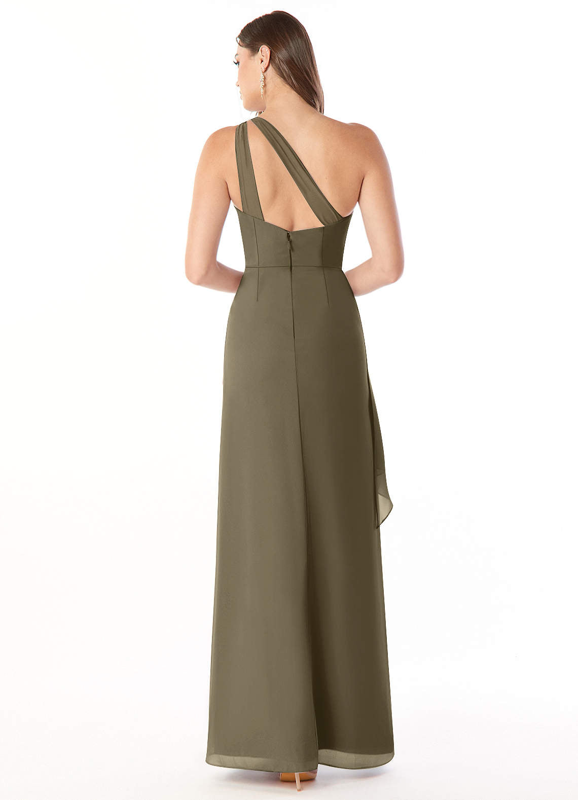 Maive Sheath One-Shoulder Chiffon Bridesmaid Dress in Willow Green