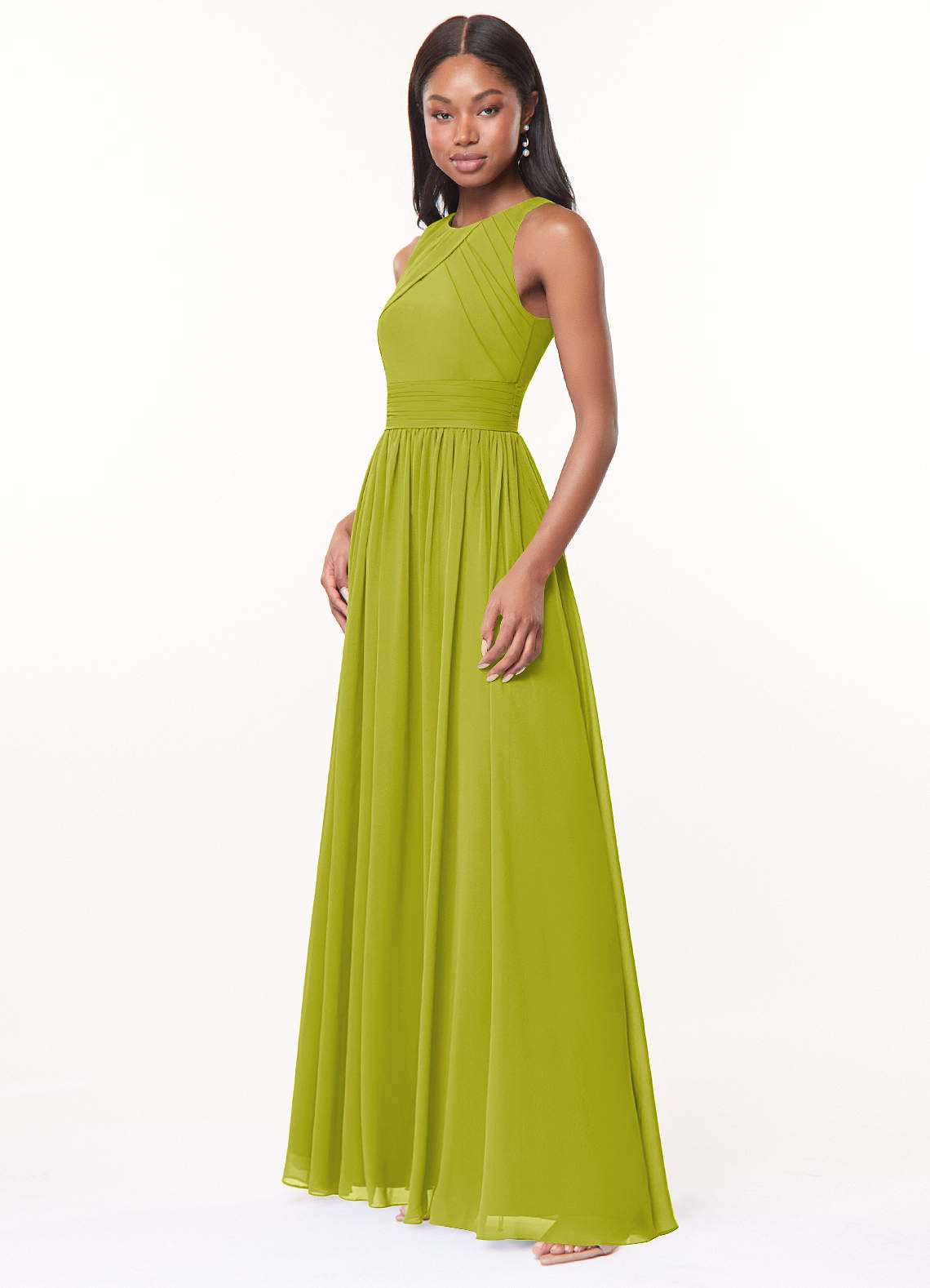 Harper A-Line Scoop-Neck Chiffon Bridesmaid Dress in Lemongrass