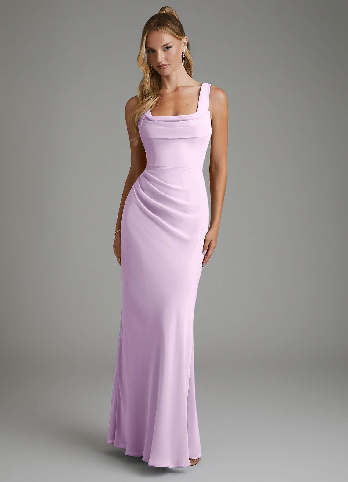 Asa Sheath Square-Neck Chiffon Bridesmaid Dress in Frosted Lilac