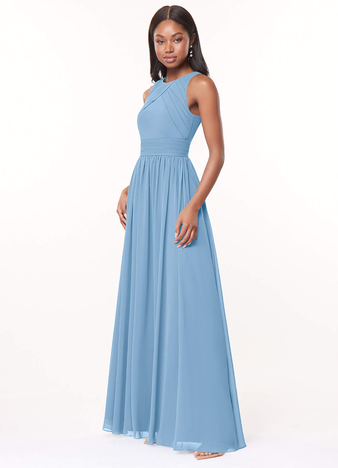 Harper A-Line Scoop-Neck Chiffon Bridesmaid Dress in Powder Blue