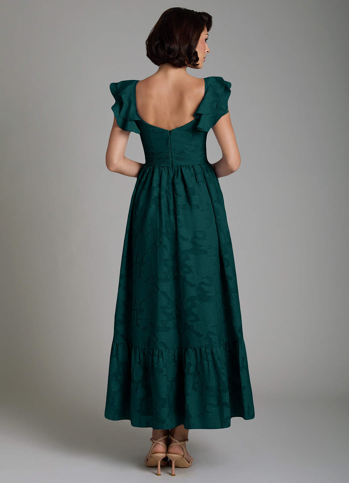 Anaya A-Line V-Neck Floral Burnout Bridesmaid Dress in Pine