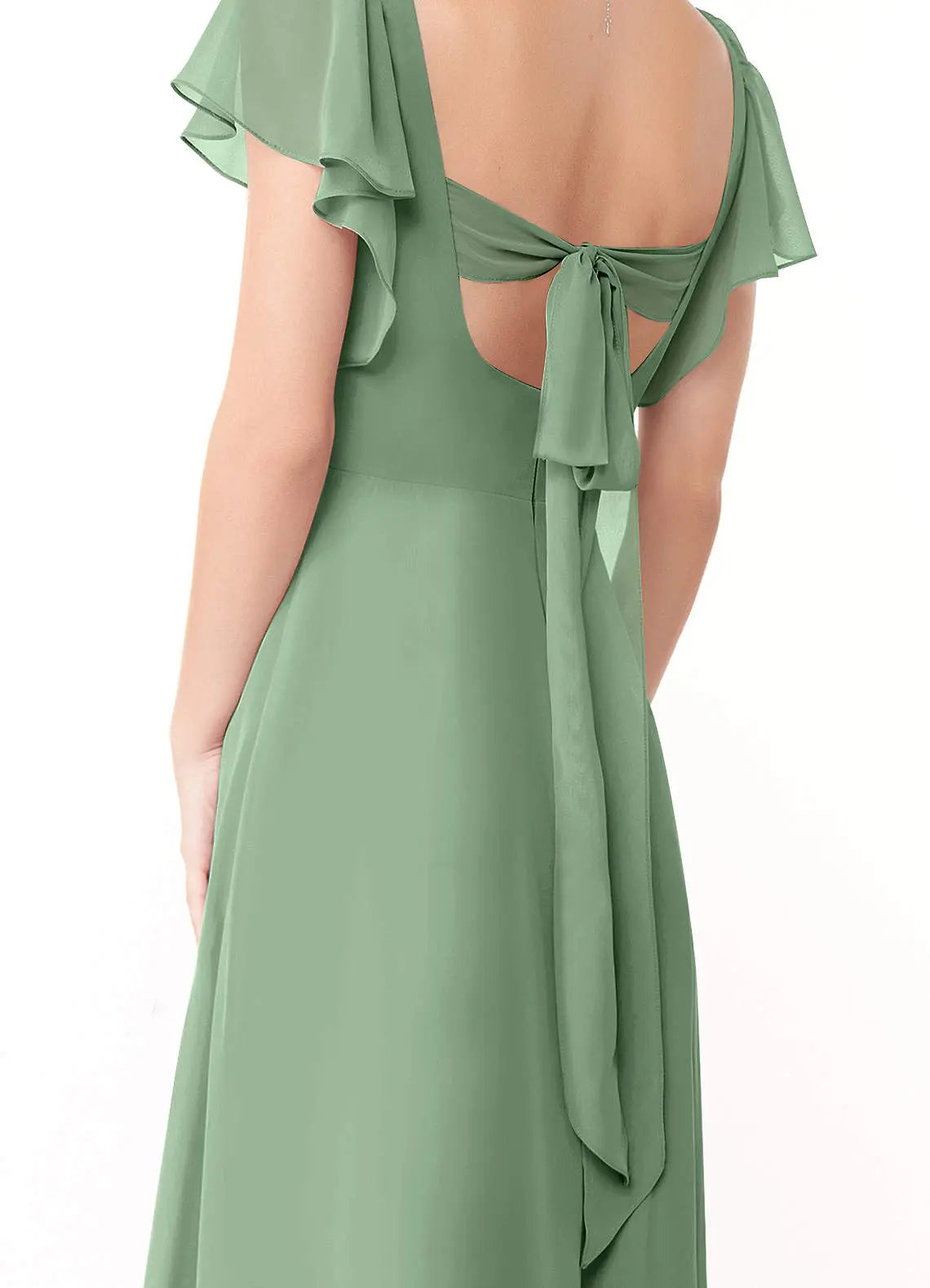 Syenna A-Line V-Neck Chiffon Bridesmaid Dress in Matcha