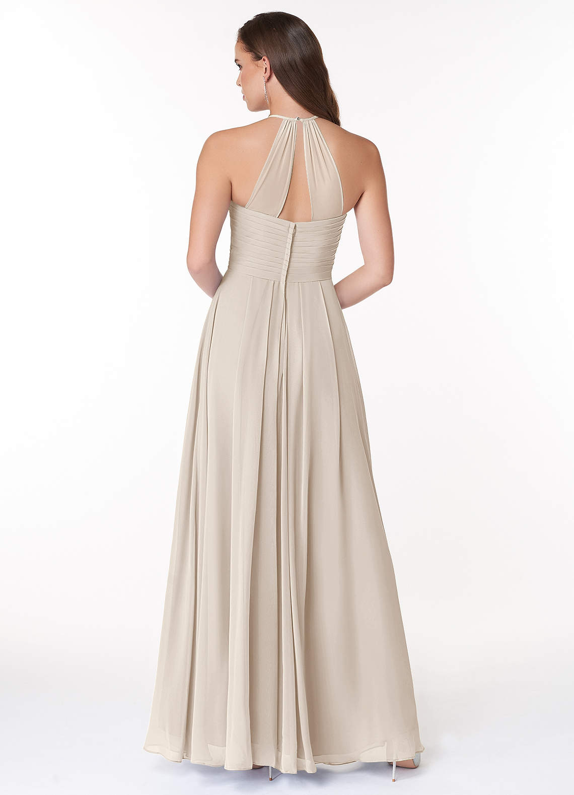 Ginger A-Line Halter Chiffon Bridesmaid Dress in White Alabaster
