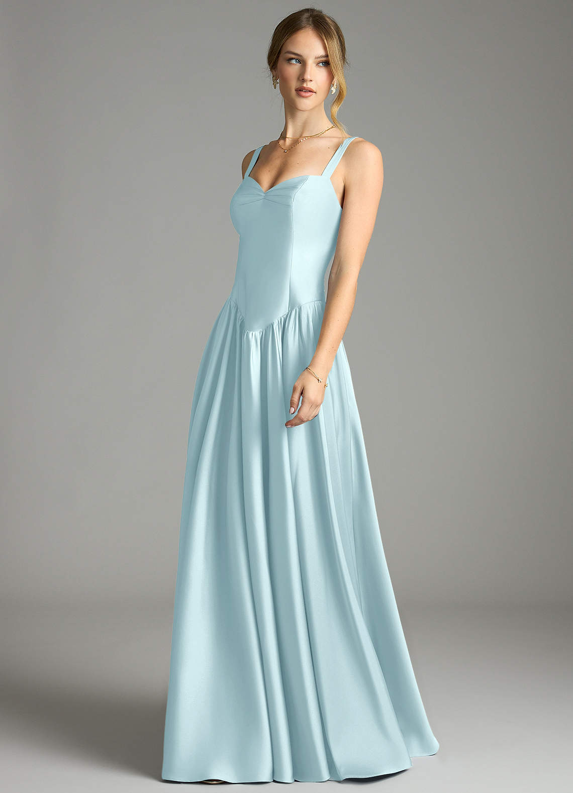 Evadina A-Line Sweetheart Stretch Satin Bridesmaid Dress in Cloud Blue