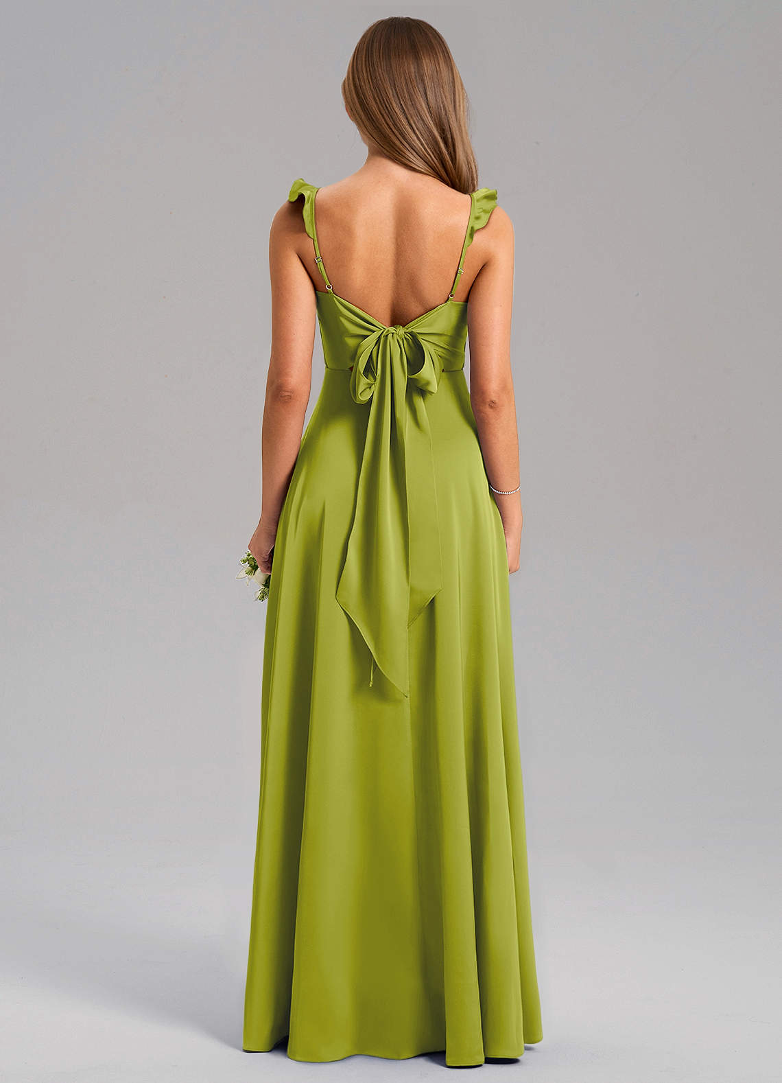 Everett A-Line V-Neck Chiffon Bridesmaid Dress in Lemongrass