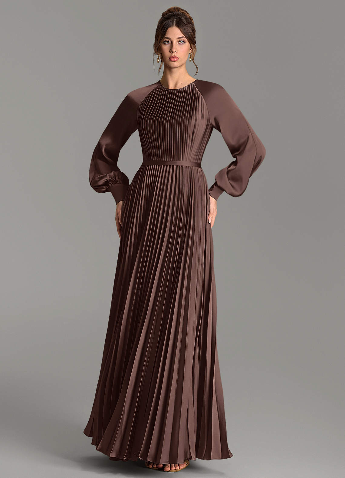 Grayson A-Line Scoop-Neck Stretch Satin Bridesmaid Dress in Ganache