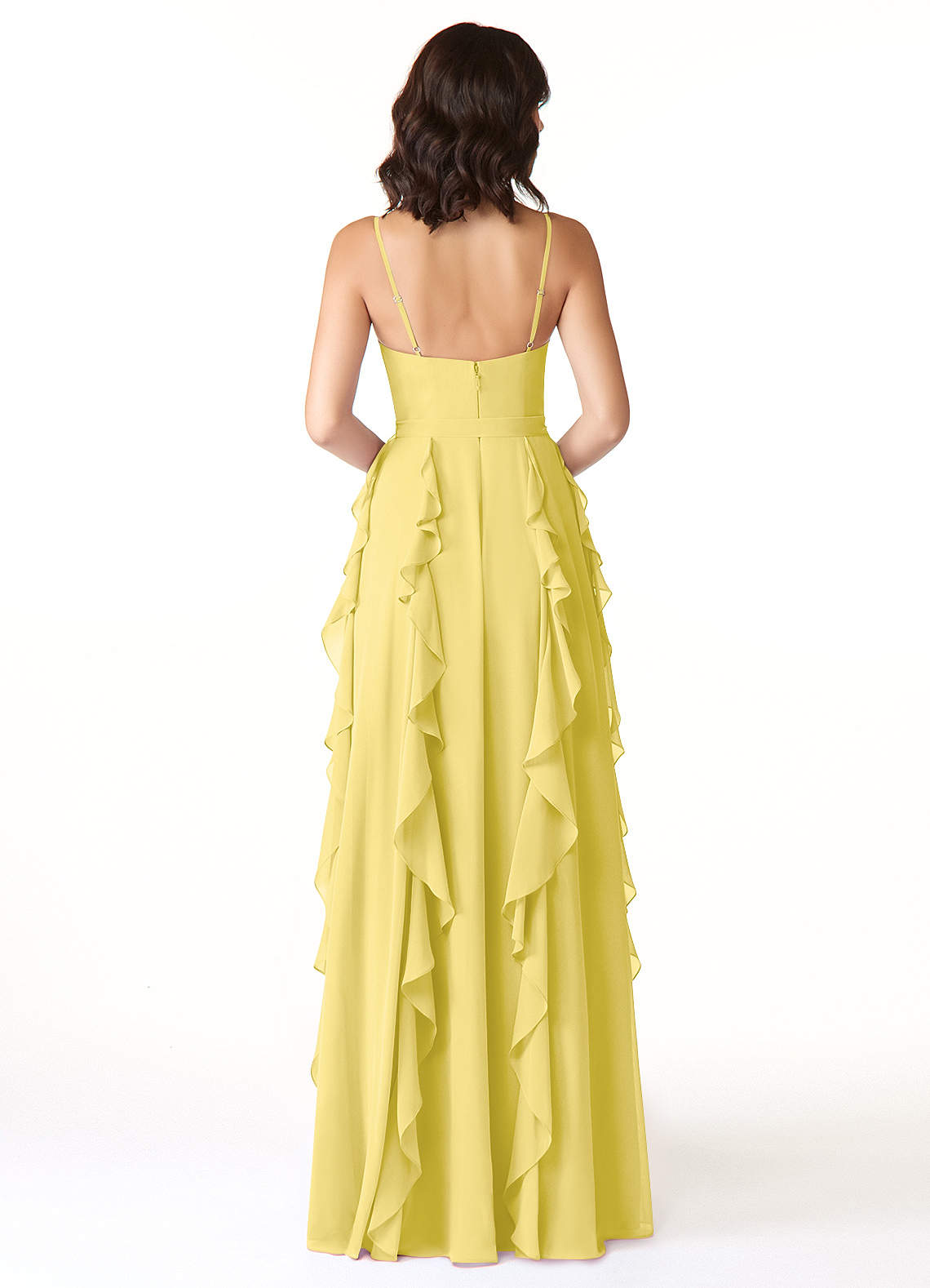 Peyton A-Line V-Neck Chiffon Bridesmaid Dress in Canary
