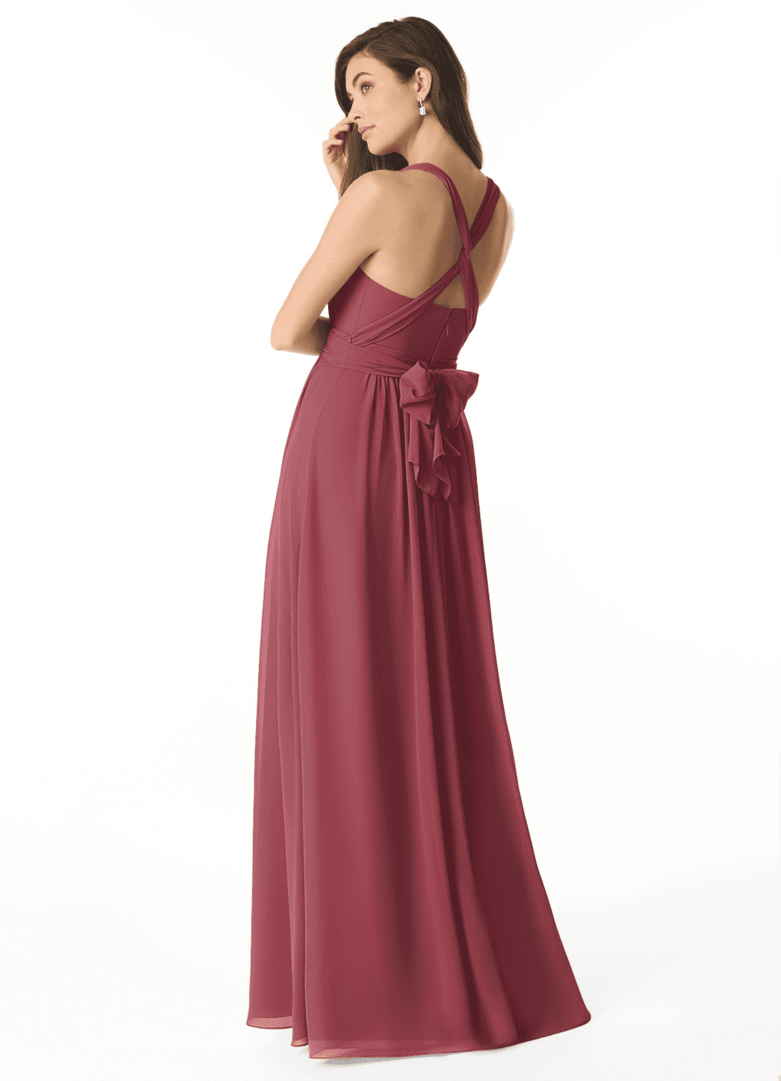 Olani A-Line V-Neck Chiffon Bridesmaid Dress in Merlot