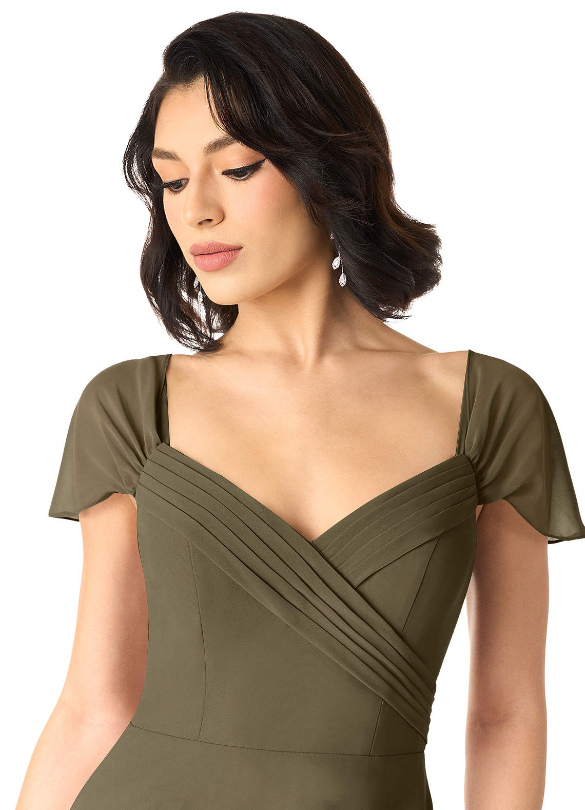 Tancie A-Line Off-the-Shoulder Chiffon Bridesmaid Dress in Willow Green
