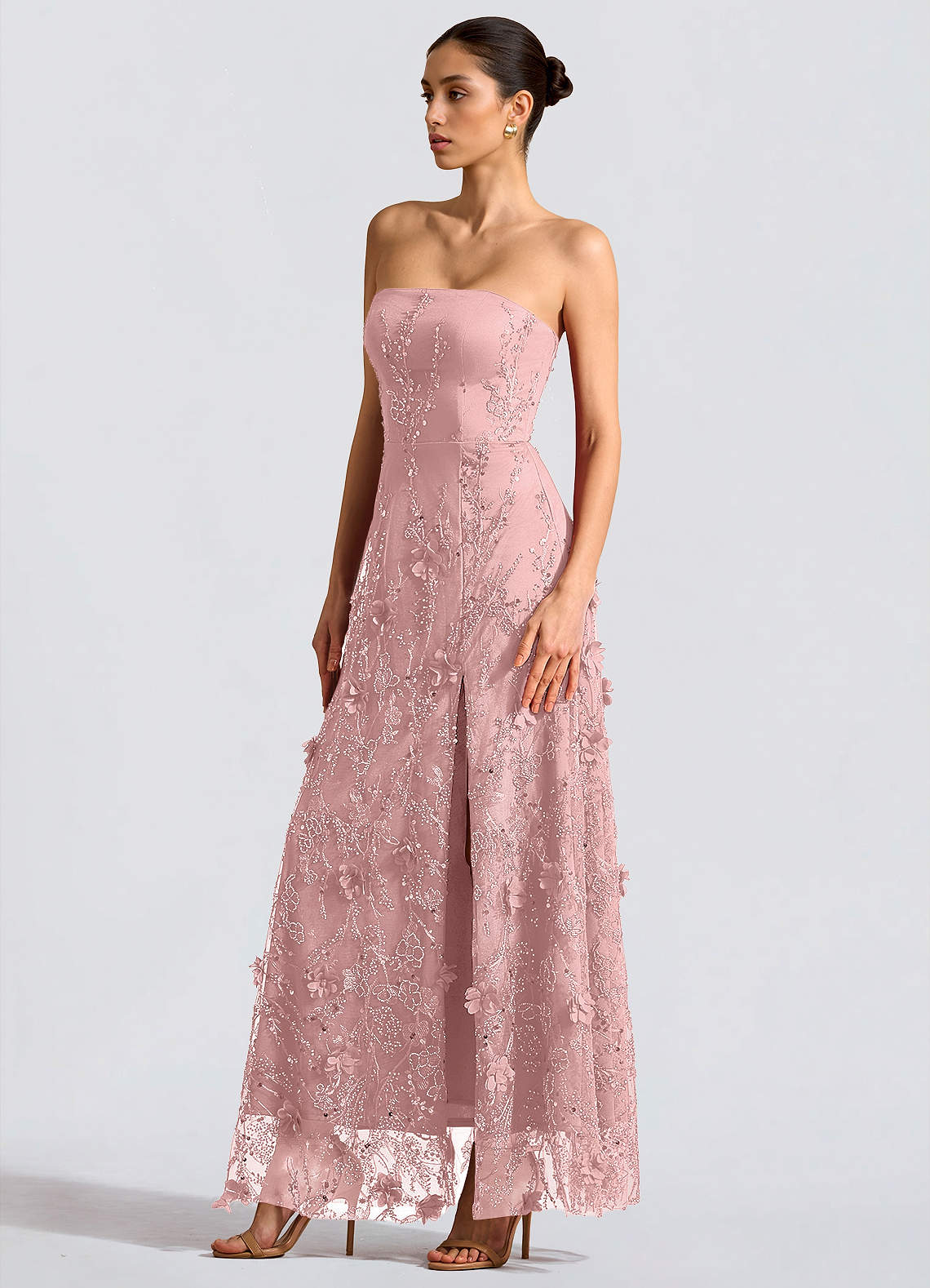 Fairuza A-Line Straight-Neck Tulle Wedding Guest Dress in Pink