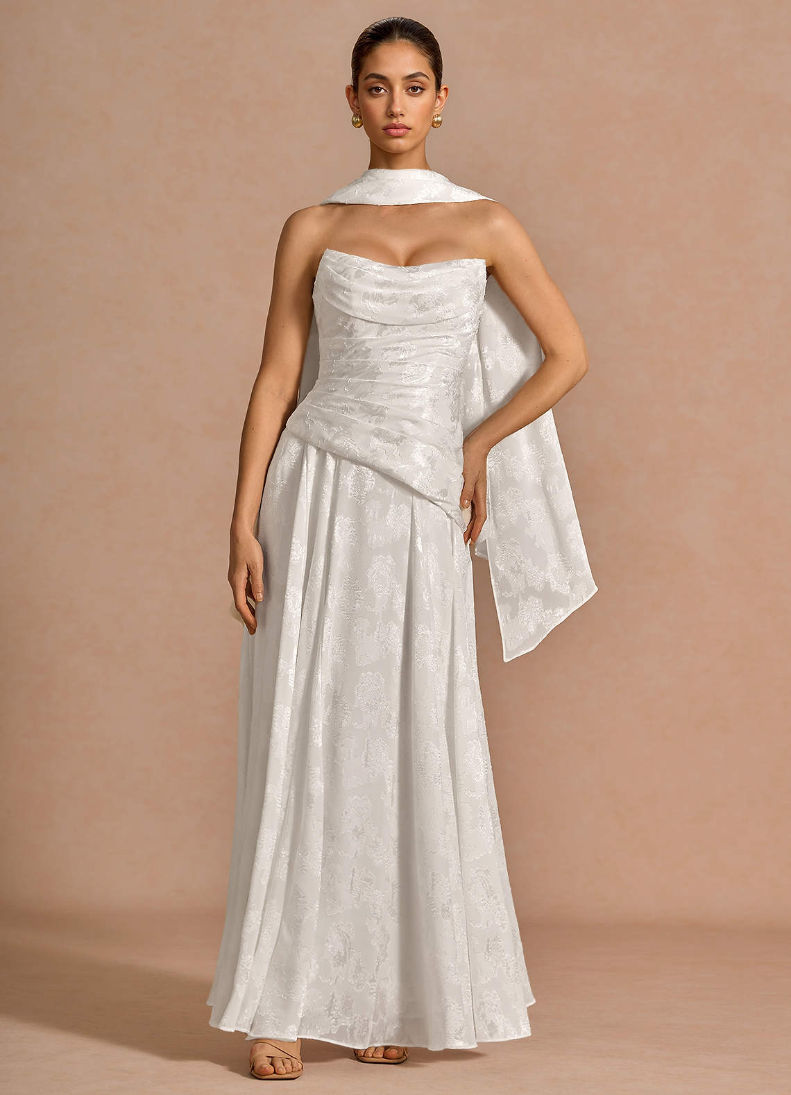 Gabriela A-Line Corset Fil Coupé Wedding Guest Dress in Lemon Sorbet