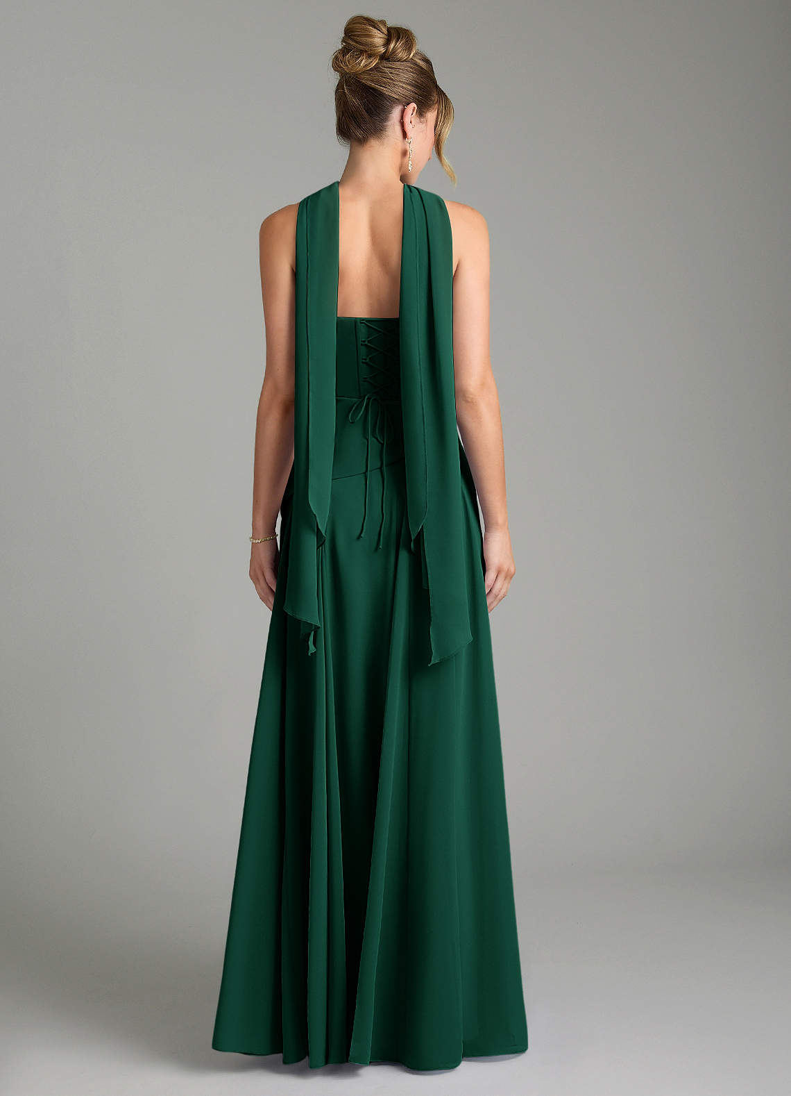 Gabriela A-Line Cowl-Neck Chiffon Bridesmaid Dress in Emerald