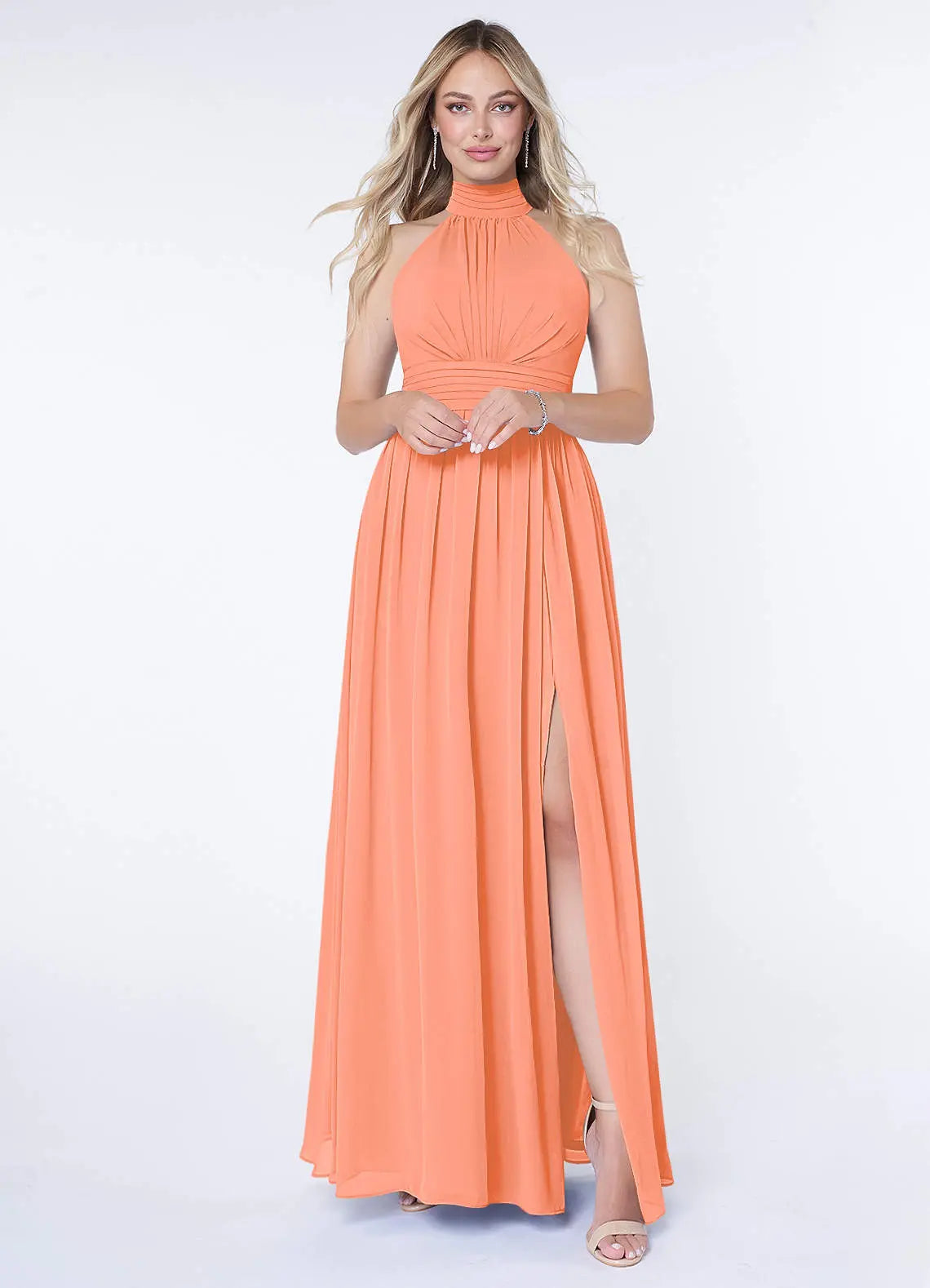 Iman A-Line Halter Chiffon Bridesmaid Dress in Sunset