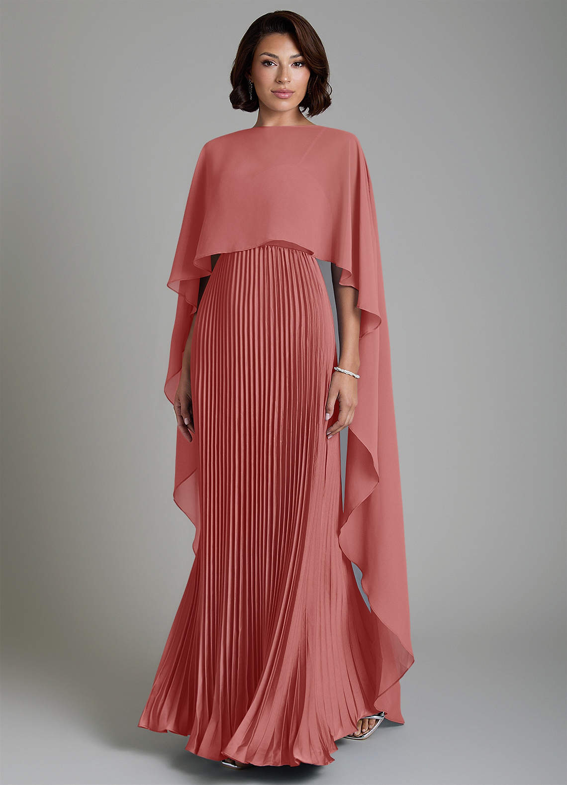 Micah A-Line Sweetheart Stretch Satin and Chiffon Bridesmaid Dress in Antique Rose