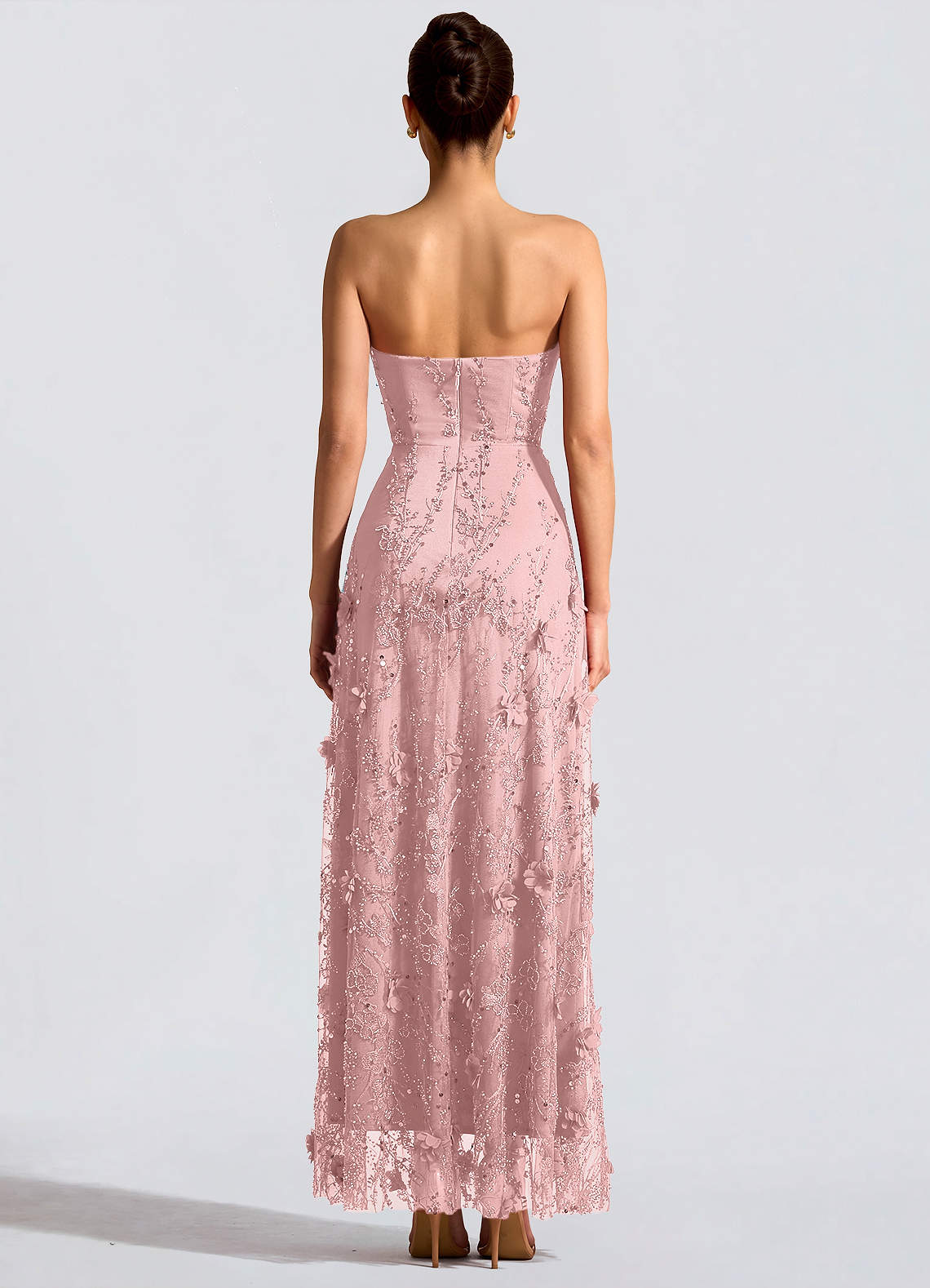 Fairuza A-Line Straight-Neck Tulle Wedding Guest Dress in Pink