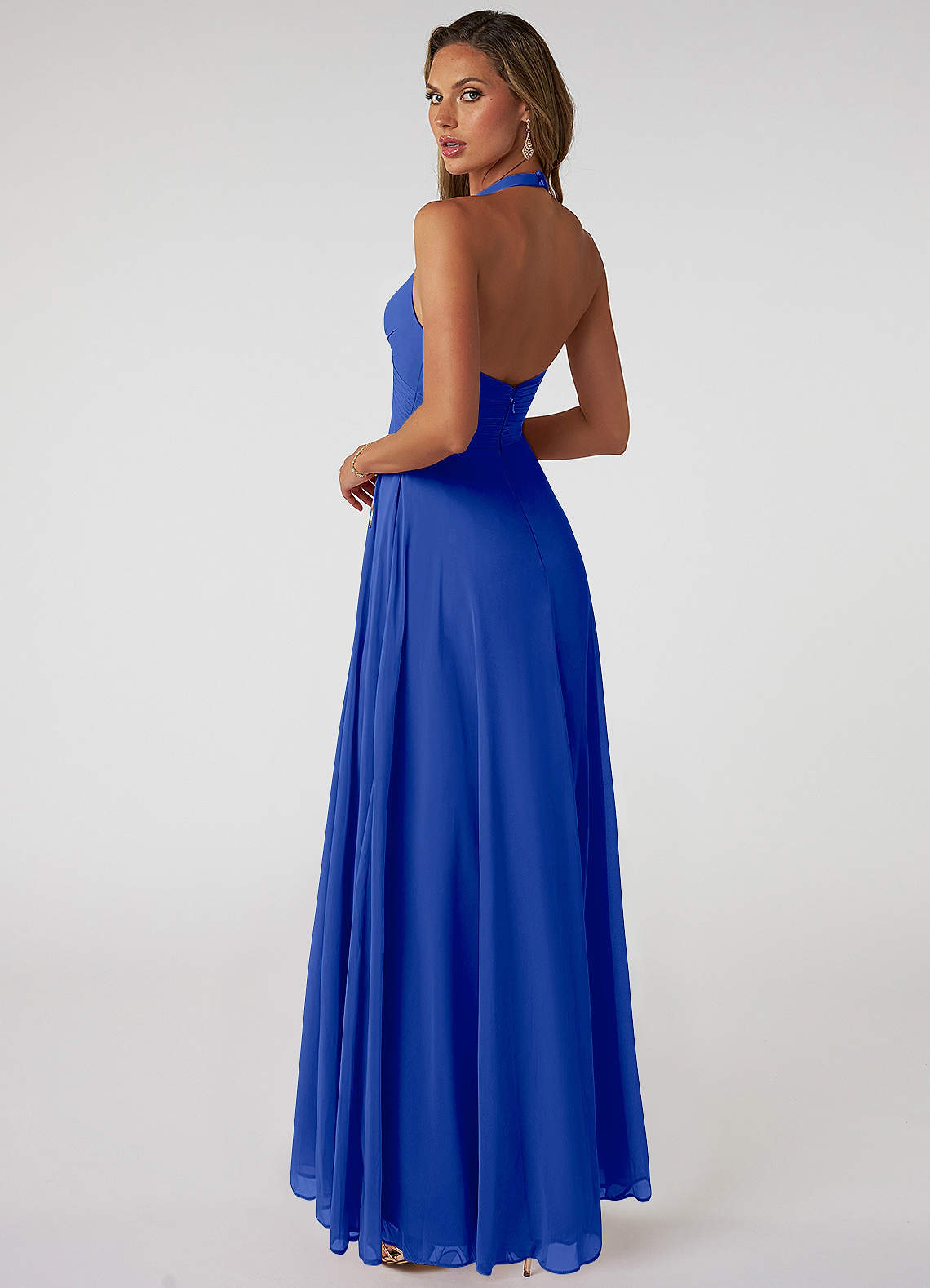 Tessie A-Line V-Neck Chiffon Bridesmaid Dress in Royal Blue