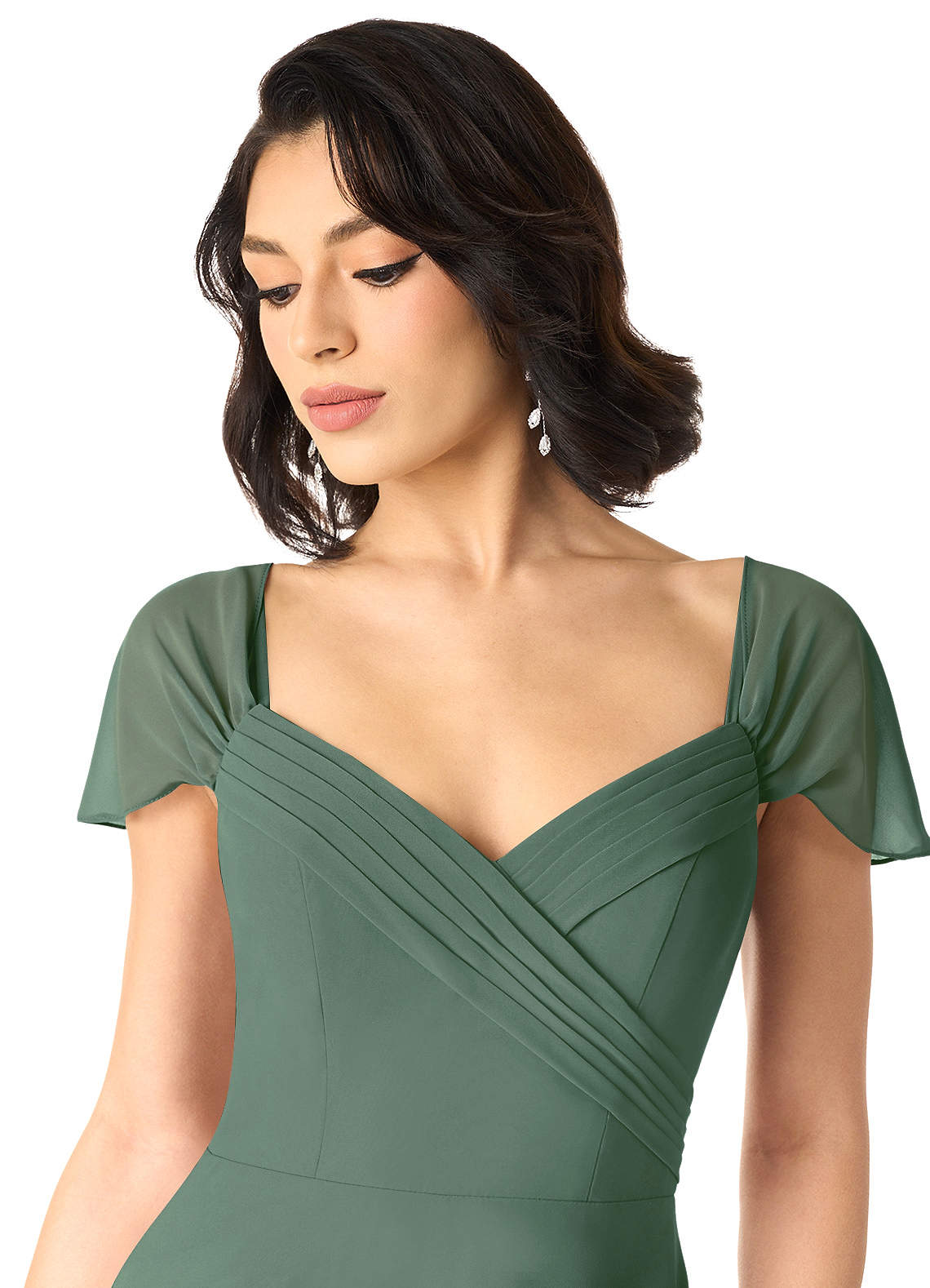 Tancie A-Line Off-the-Shoulder Chiffon Bridesmaid Dress in Eucalyptus