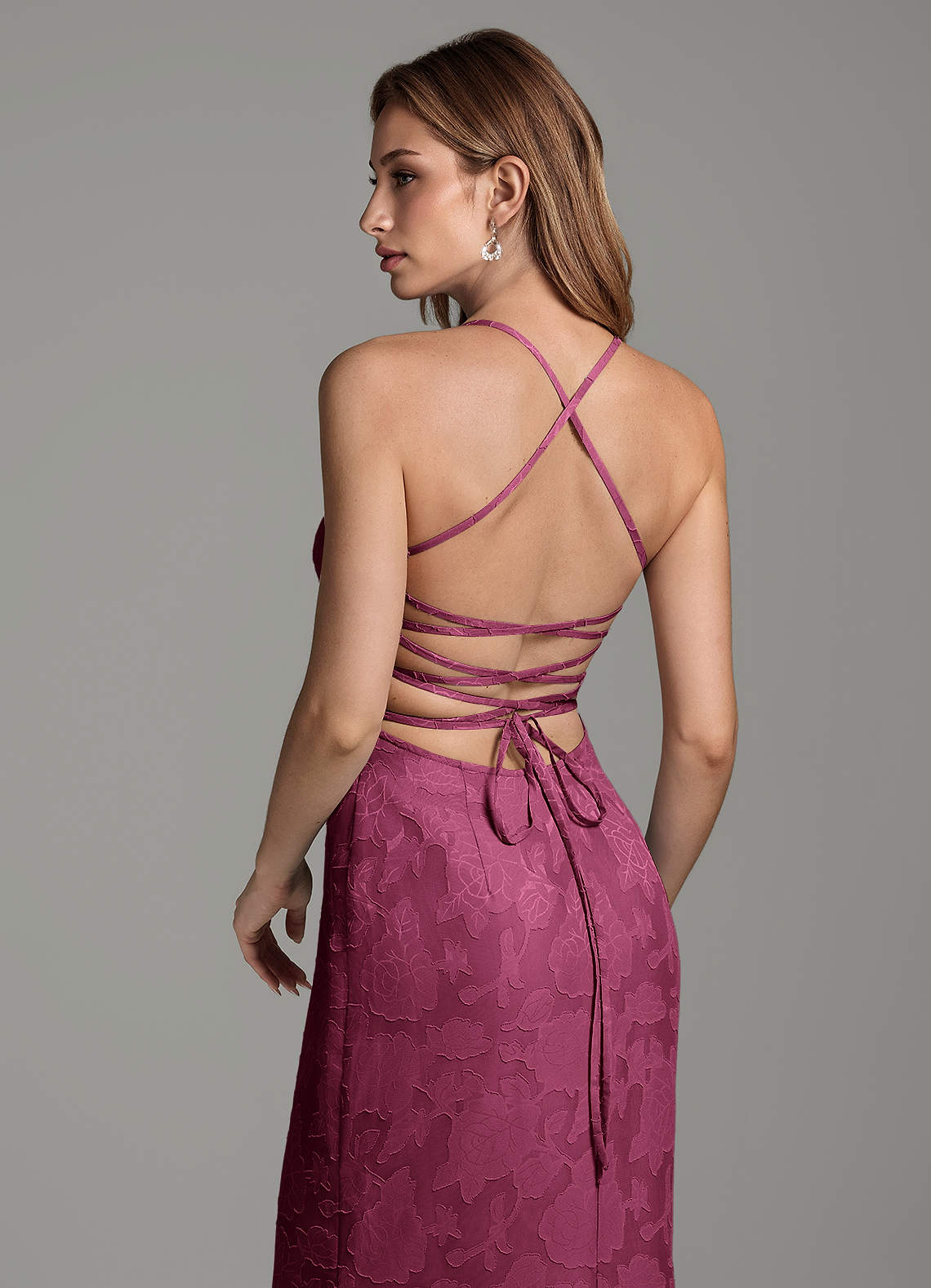 Dara Mermaid Sweetheart Floral Burnout Bridesmaid Dress in Mulberry