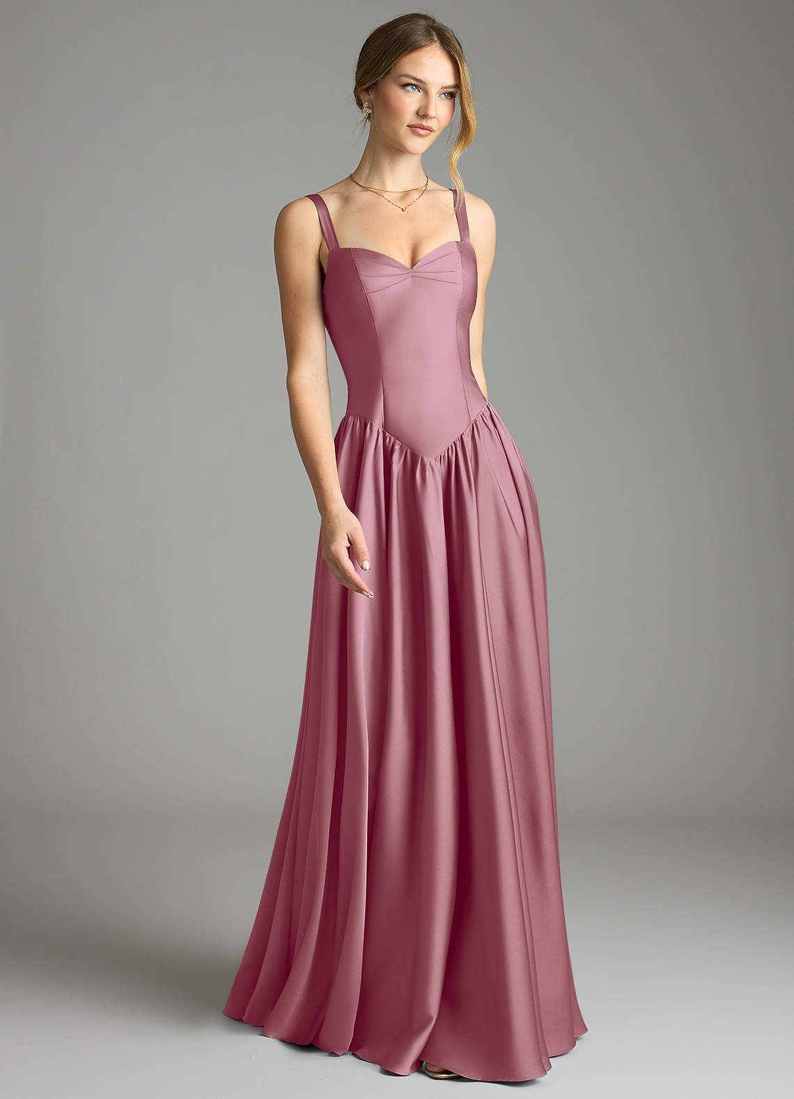 Evadina A-Line Sweetheart Stretch Satin Bridesmaid Dress in Vintage Mauve