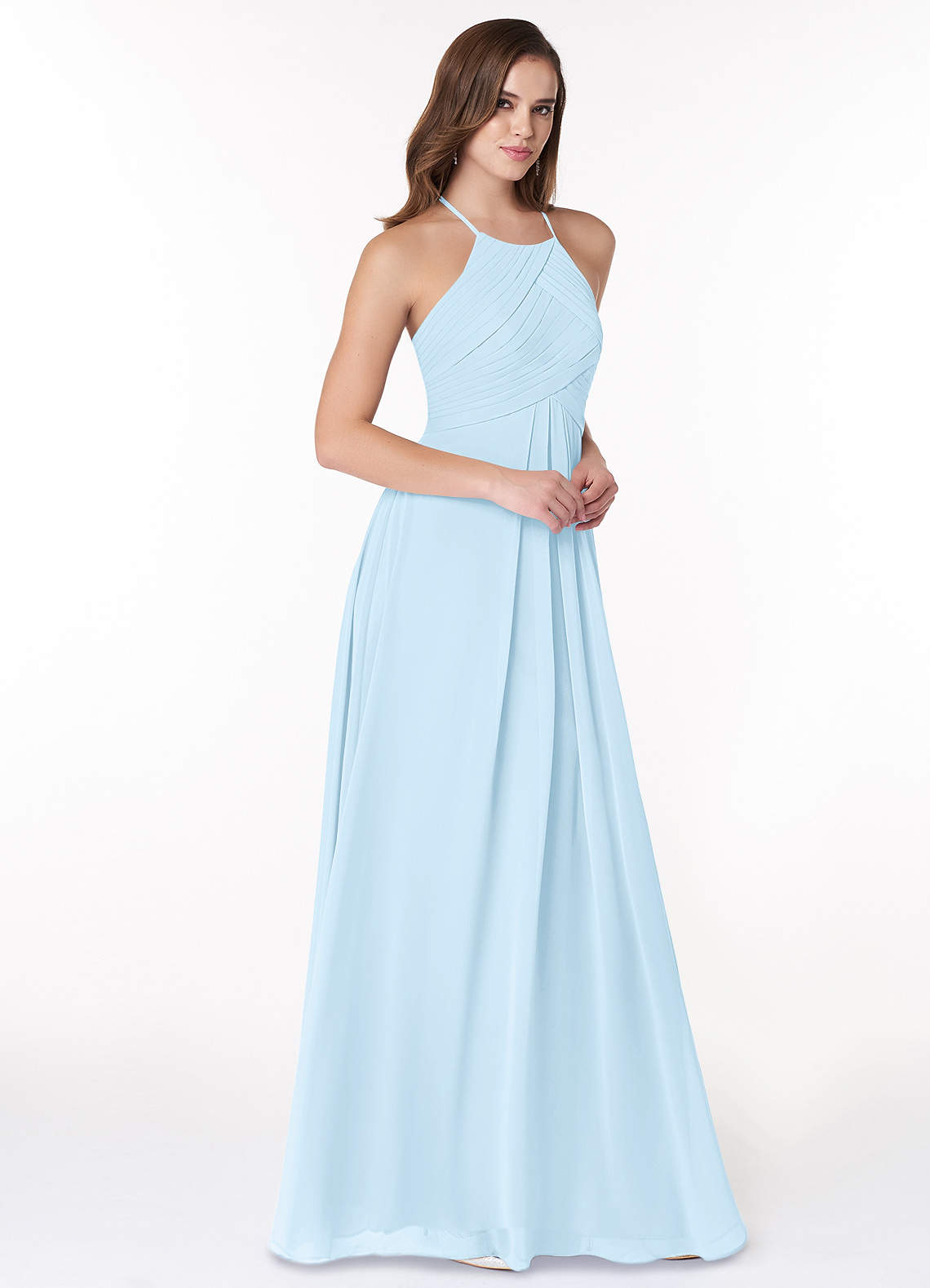 Ginger A-Line Halter Chiffon Bridesmaid Dress in Sky Blue