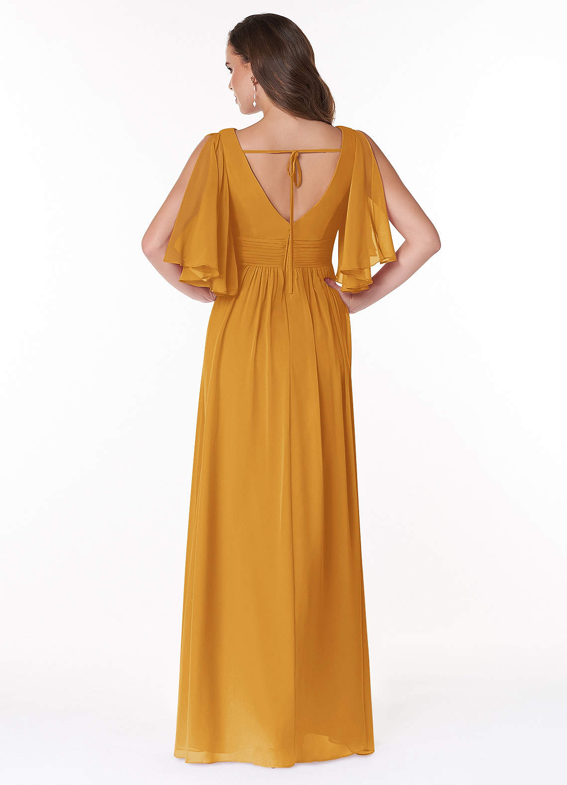 Temeka A-Line V-Neck Chiffon Bridesmaid Dress in butterscotch