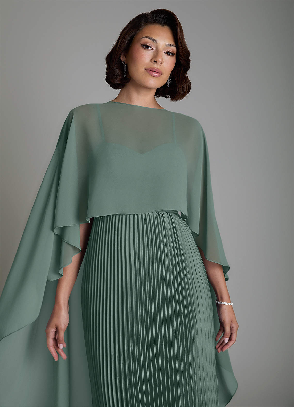 Micah A-Line Sweetheart Stretch Satin and Chiffon Bridesmaid Dress in Sea Moss