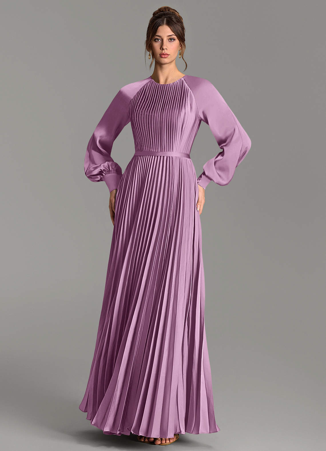 Grayson A-Line Scoop-Neck Stretch Satin Bridesmaid Dress in Wisteria