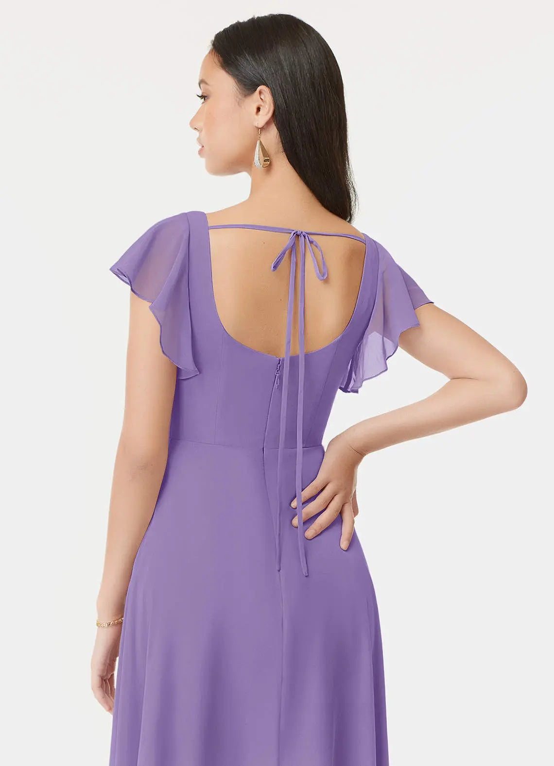 Bondi A-Line Square-Neck Chiffon Bridesmaid Dress in Tahiti