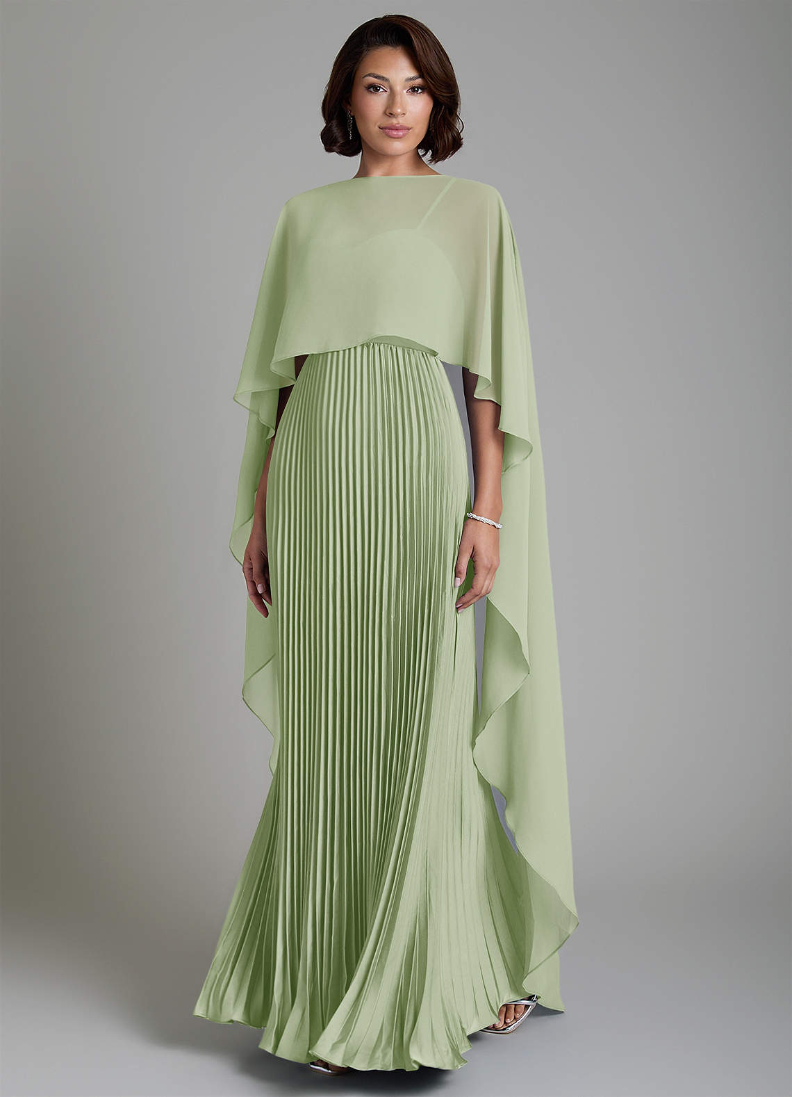 Micah A-Line Sweetheart Stretch Satin and Chiffon Bridesmaid Dress in Dusty Sage