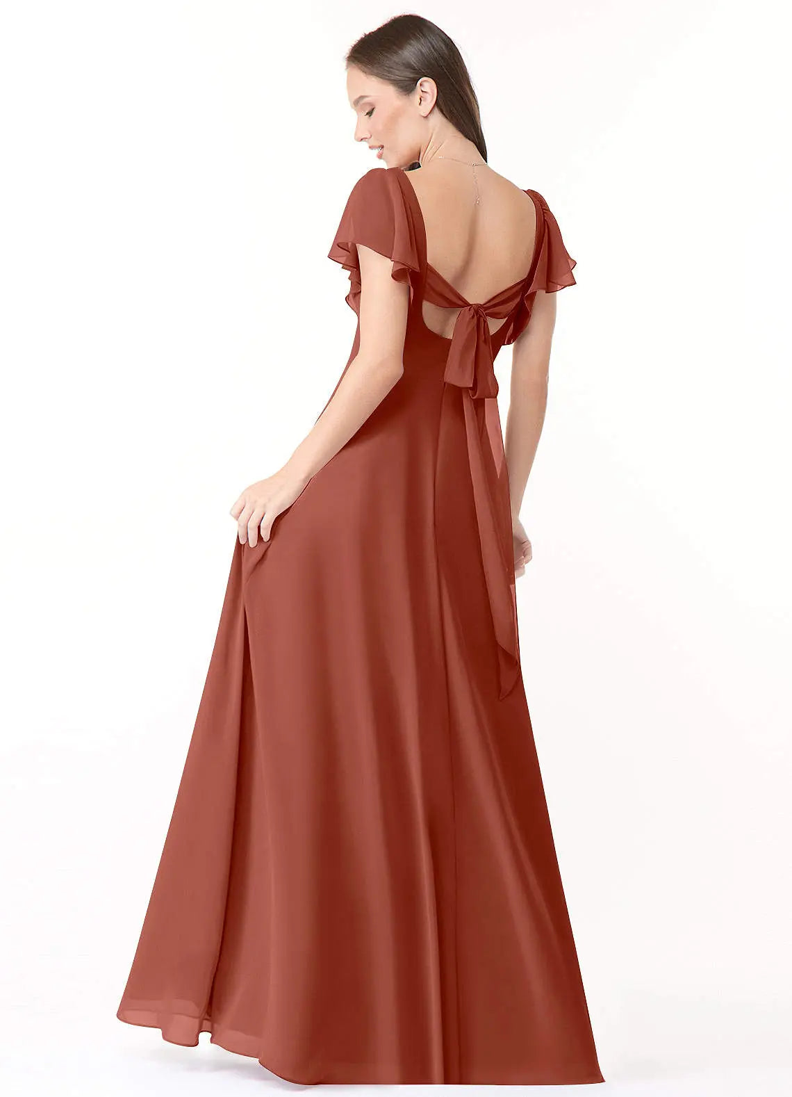 Syenna A-Line V-Neck Chiffon Bridesmaid Dress in Auburn