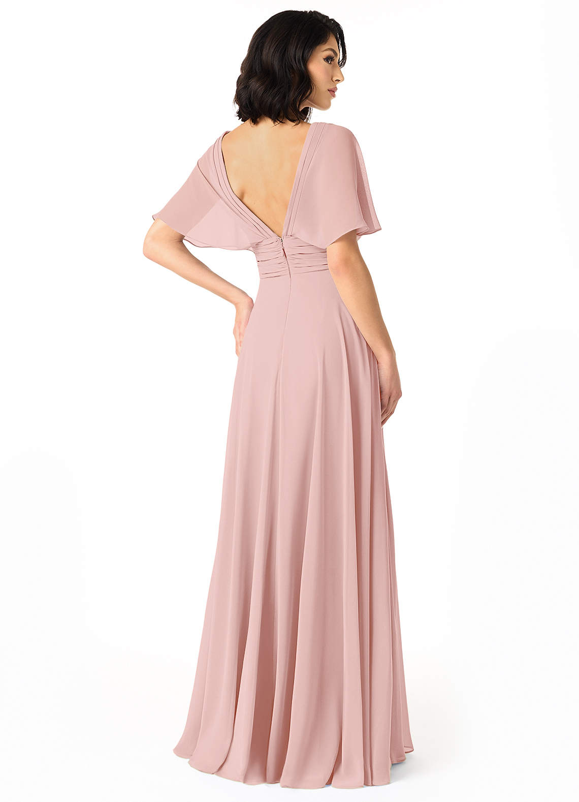 Pamela A-Line V-Neck Chiffon Bridesmaid Dress in Powder Pink