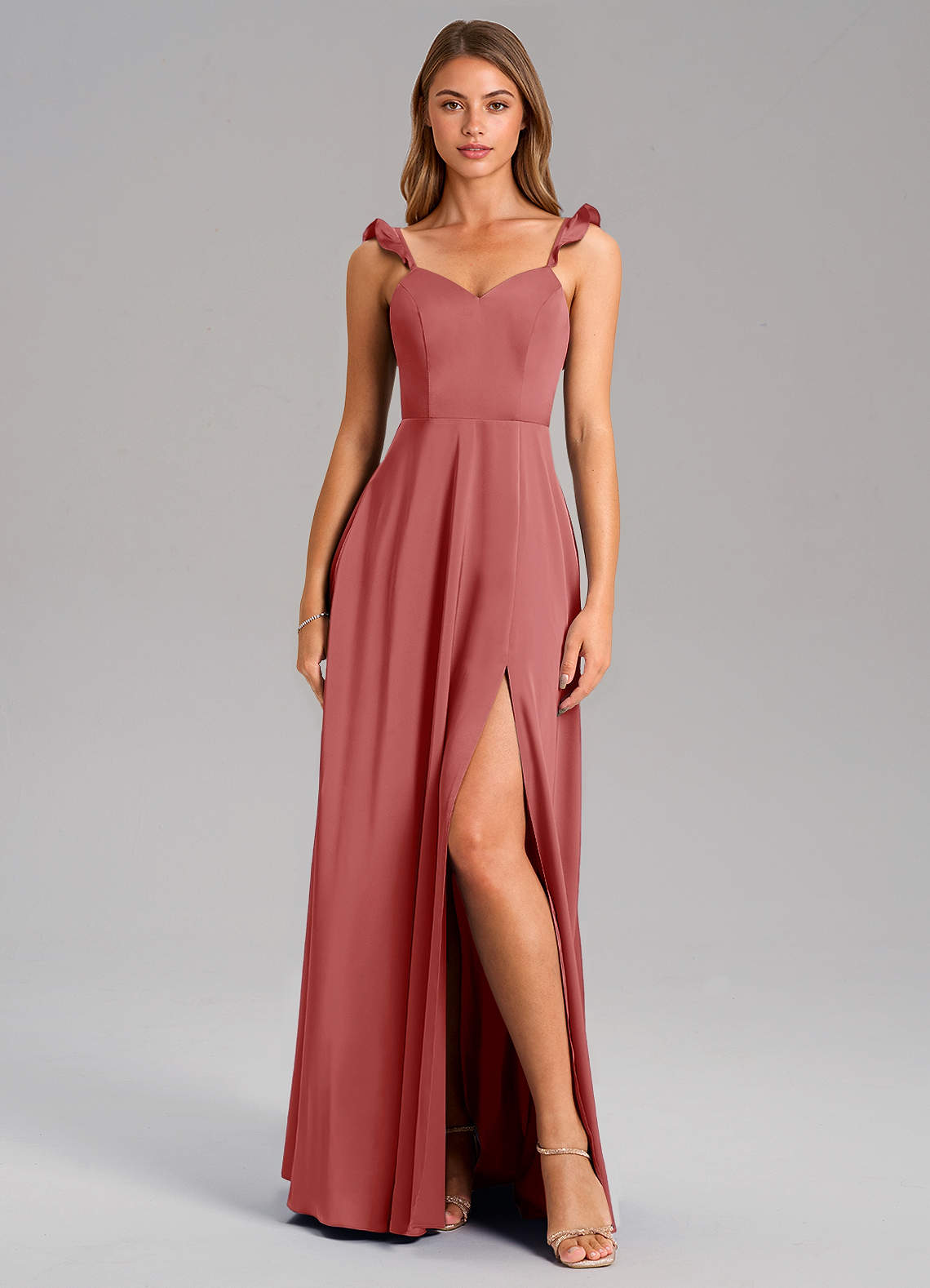 Everett A-Line V-Neck Chiffon Bridesmaid Dress in Antique Rose