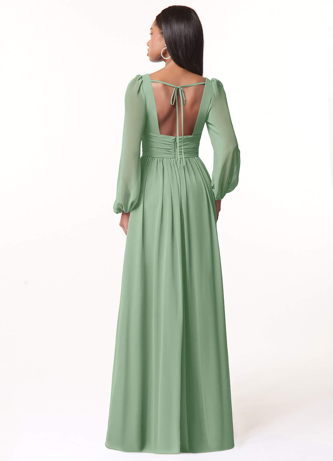 Norah A-Line V-Neck Chiffon Bridesmaid Dress in Matcha