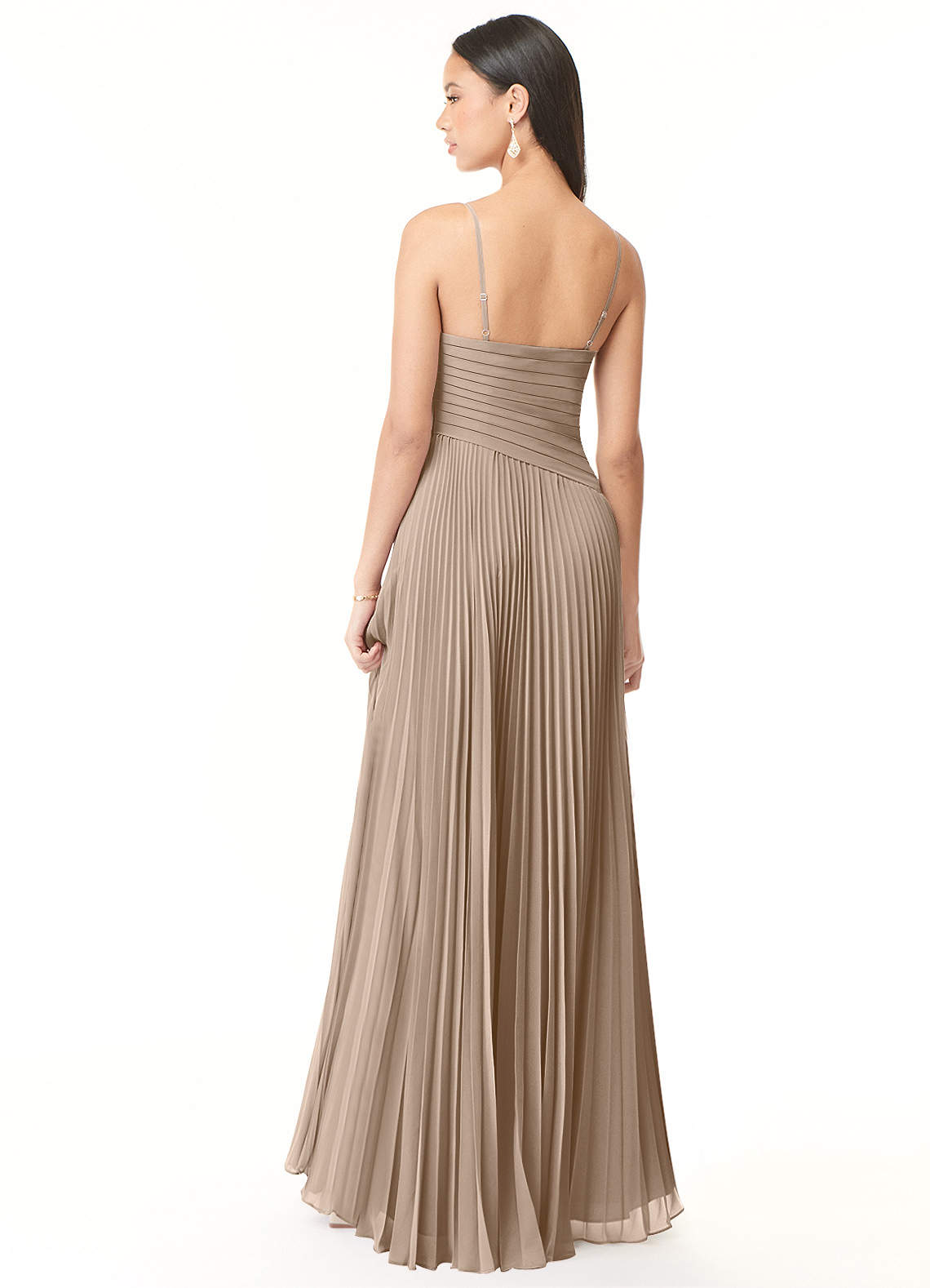 Vini A-Line V-Neck Chiffon Bridesmaid Dress in Taupe