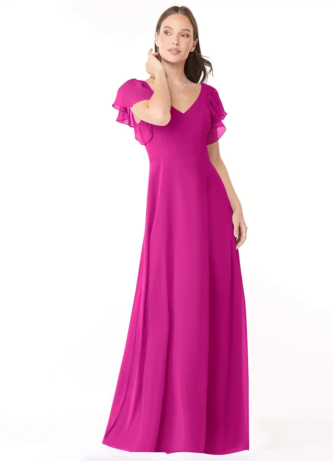 Syenna A-Line V-Neck Chiffon Bridesmaid Dress in Fuchsia