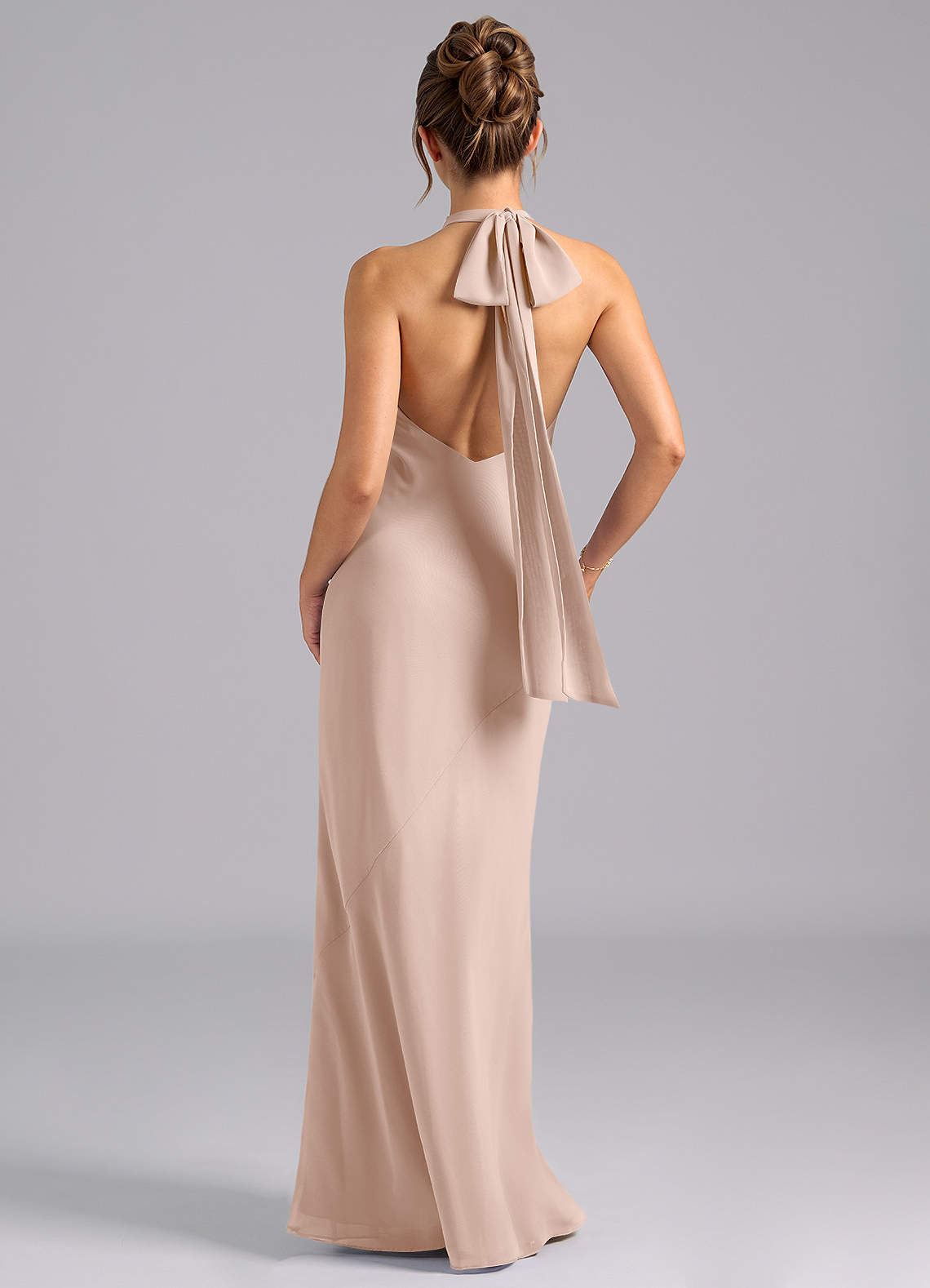 Velli Mermaid Halter Chiffon Bridesmaid Dress in English Rose