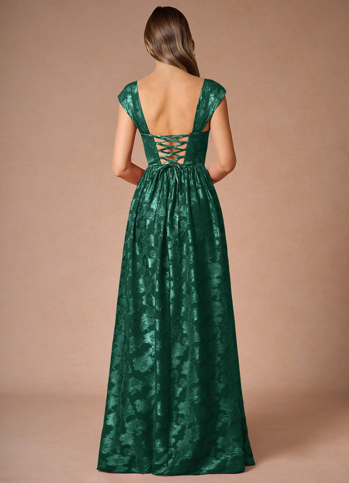 Hazel A-Line Cowl-Neck Fil Coupé Wedding Guest Dress in Hunter Green