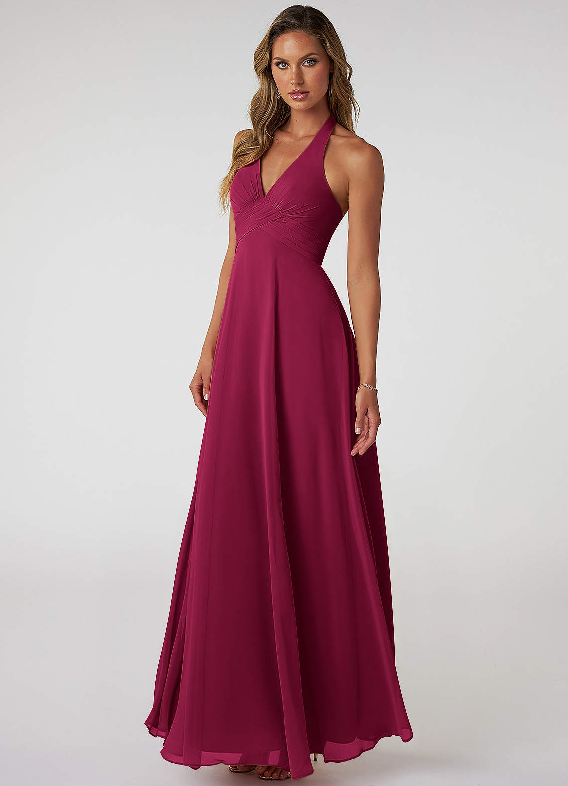 Tessie A-Line V-Neck Chiffon Bridesmaid Dress in Burgundy