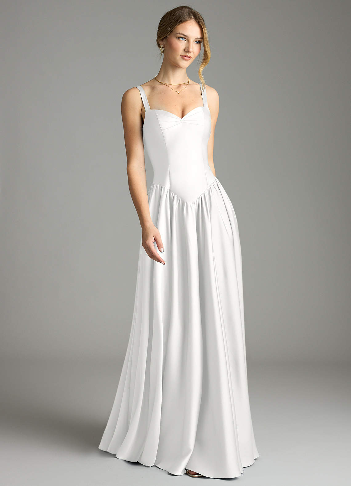 Evadina A-Line Sweetheart Stretch Satin Bridesmaid Dress in white