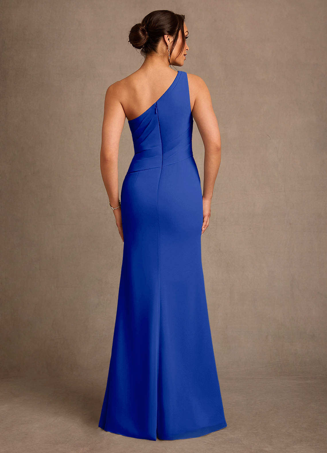 Floy Sheath One-Shoulder Chiffon Mother of the Bride Dress in Royal Blue