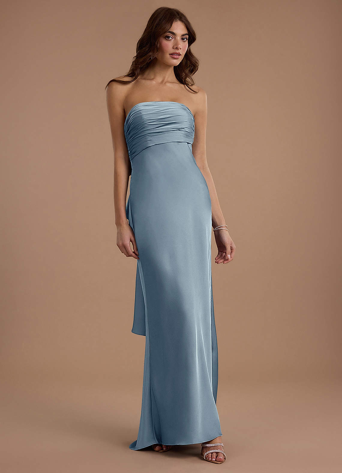 Aveline Mermaid Strapless Stretch Satin Evening Dress in Powder Blue